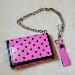NWOT Addicted Pink Polka Dot Chain Wallet ⛓️💗